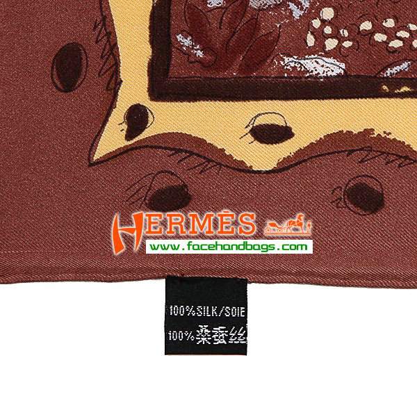 Hermes 100% Silk Square Scarf coffee HESISS 87 x 87
